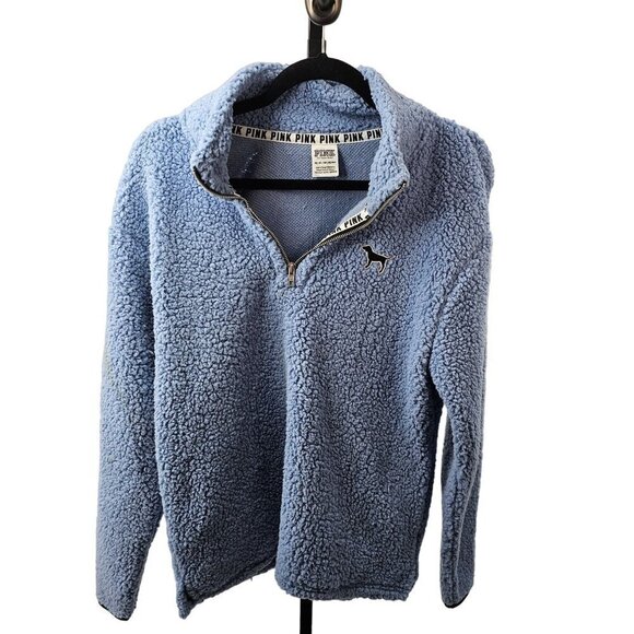 Victoria's Secret Jackets & Blazers - Victorias Secret Pink Jacket Sherpa Boyfriend Quarter Zip Pullover Fleece Teddy